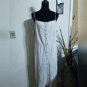 Old Navy Off White Button-Front Midi Dress